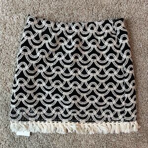 Commense XS black and cream crocheted mini skirt NWT